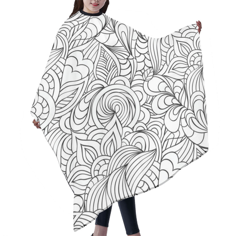 Personality  Pattern With Abstract Flowers,leaves And Lines. Hair Cutting Cape