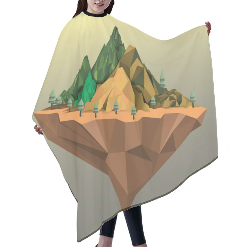 Personality  Floating Mountain Island Flat Icon, Vector Illustration Hair Cutting Cape