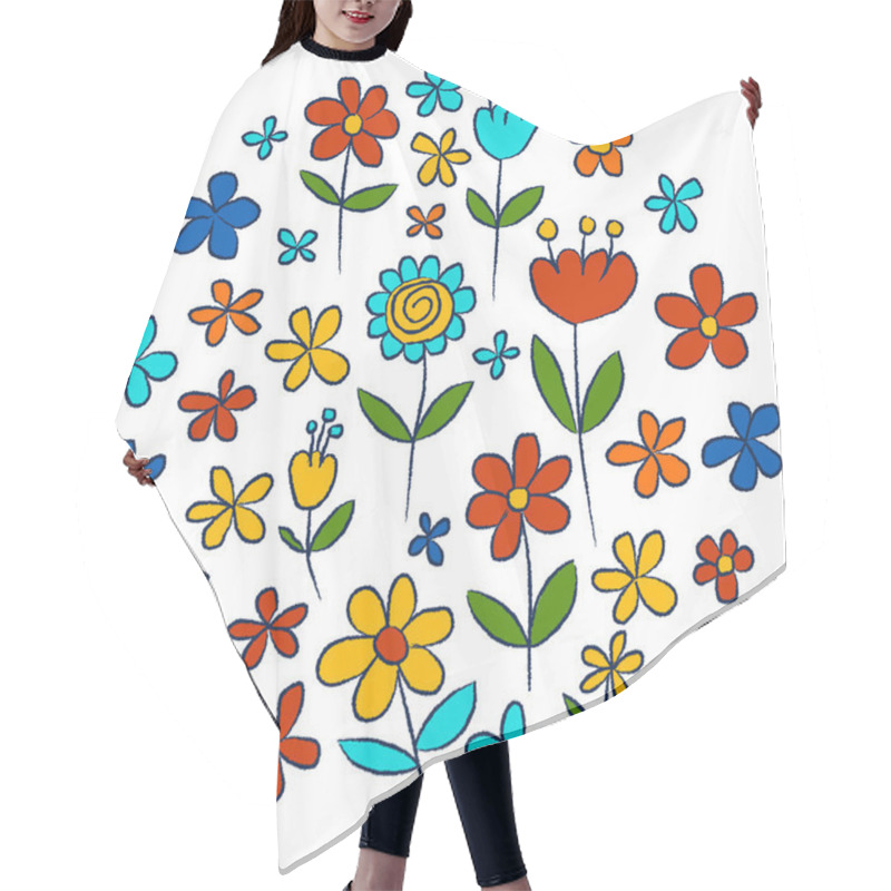 Personality  Vector Set Of Doodle Flowers Hair Cutting Cape