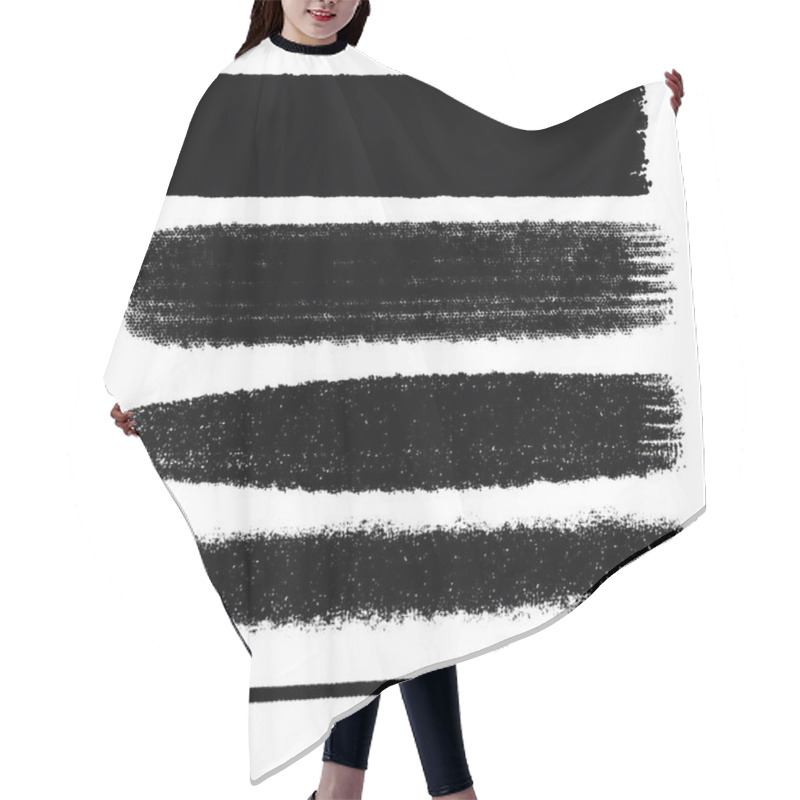 Personality  Hand Drawn Various Shapes Brush Strokes. Creative Black Thin Paint Brush Lines, Isolated On White Background. Hair Cutting Cape