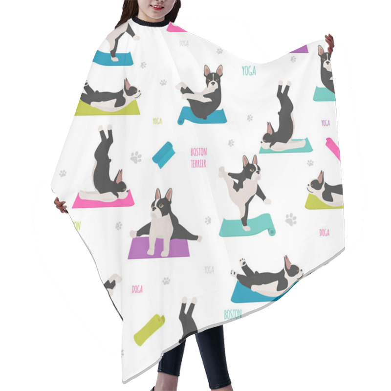 Personality  Yoga Dogs Poses And Exercises. French Bulldog  Seamless Pattern Hair Cutting Cape