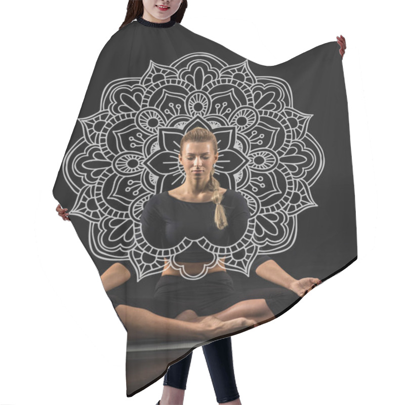 Personality  Young Woman Sitting And Meditating Hair Cutting Cape