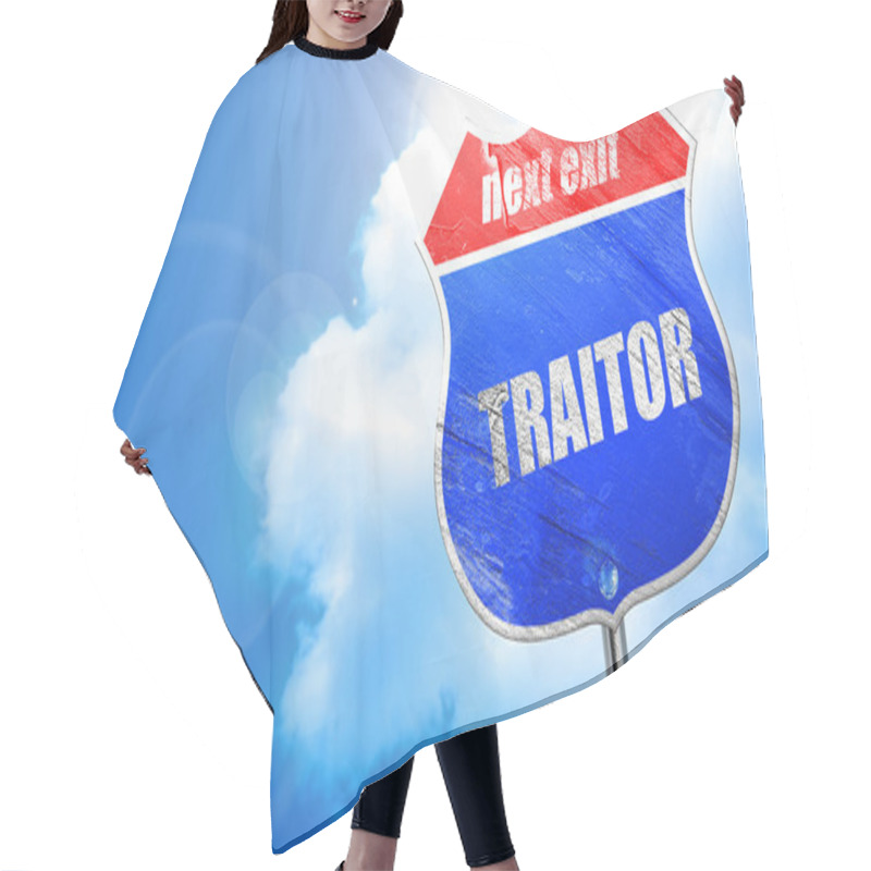 Personality  Traitor, 3D Rendering, Blue Street Sign Hair Cutting Cape