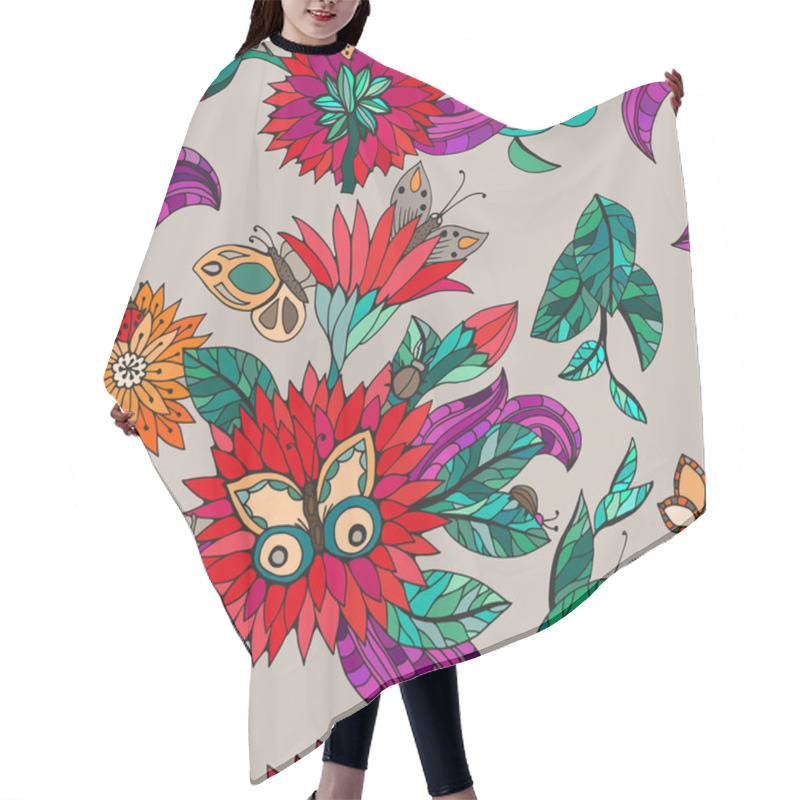 Personality  Seamless Floral Pattern With Butterflies Hair Cutting Cape