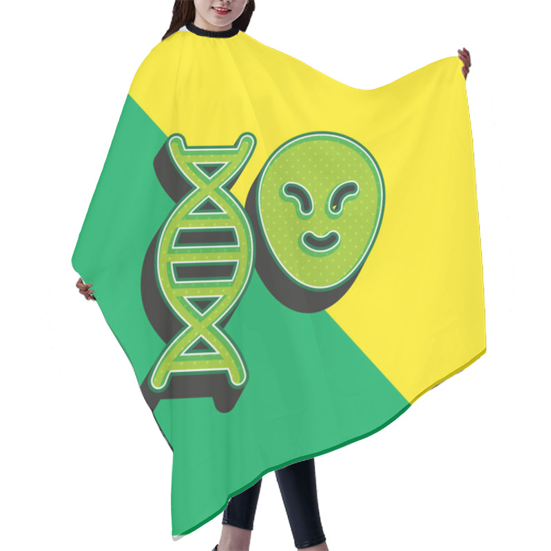 Personality  Alien Green And Yellow Modern 3d Vector Icon Logo Hair Cutting Cape