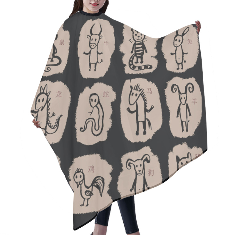 Personality  Chinese Zodiac. 12 Animal Astrological Sign. Hair Cutting Cape