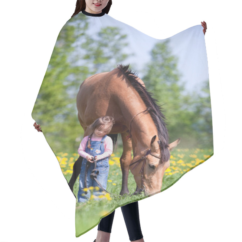 Personality  Child And Horse In The Field Hair Cutting Cape