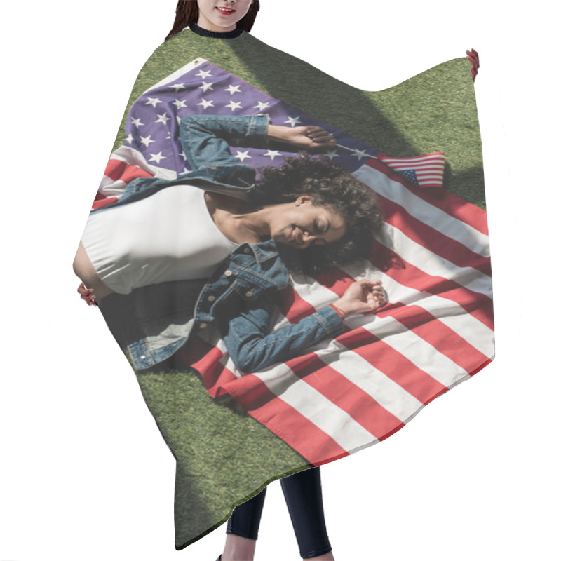 Personality  Woman Resting On Grass  Hair Cutting Cape