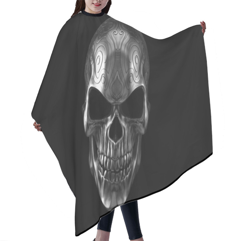 Personality  Dark Heavy Metal Ornamental Skull - Front View Hair Cutting Cape