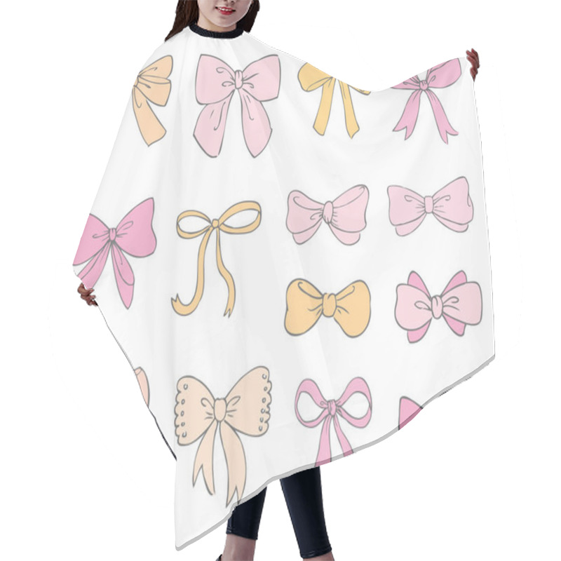 Personality  Cute Background With Cartoon Bows, Vector Illustration Hair Cutting Cape