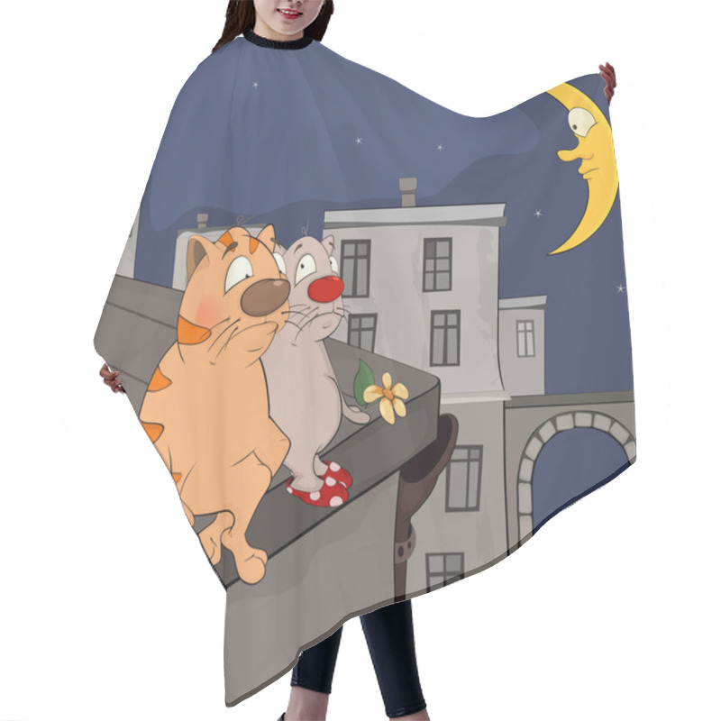 Personality  Cats On A Roof Cartoon Hair Cutting Cape