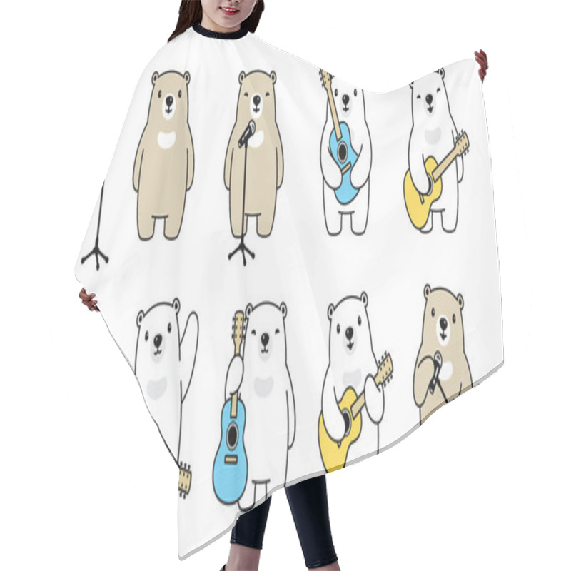 Personality  Bear Vector Guitar Polar Bear Bass Ukulele Music Singer Icon Teddy Logo Symbol Character Cartoon Doodle Illustration Design Hair Cutting Cape