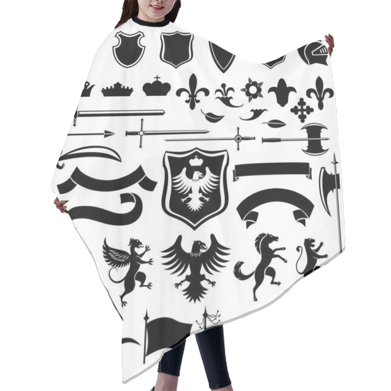 Personality  Heraldic Set Black Hair Cutting Cape