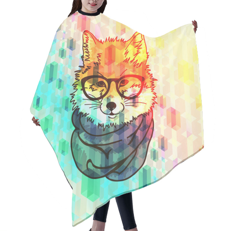 Personality  Hipster Fashion Fox Illustration Hair Cutting Cape