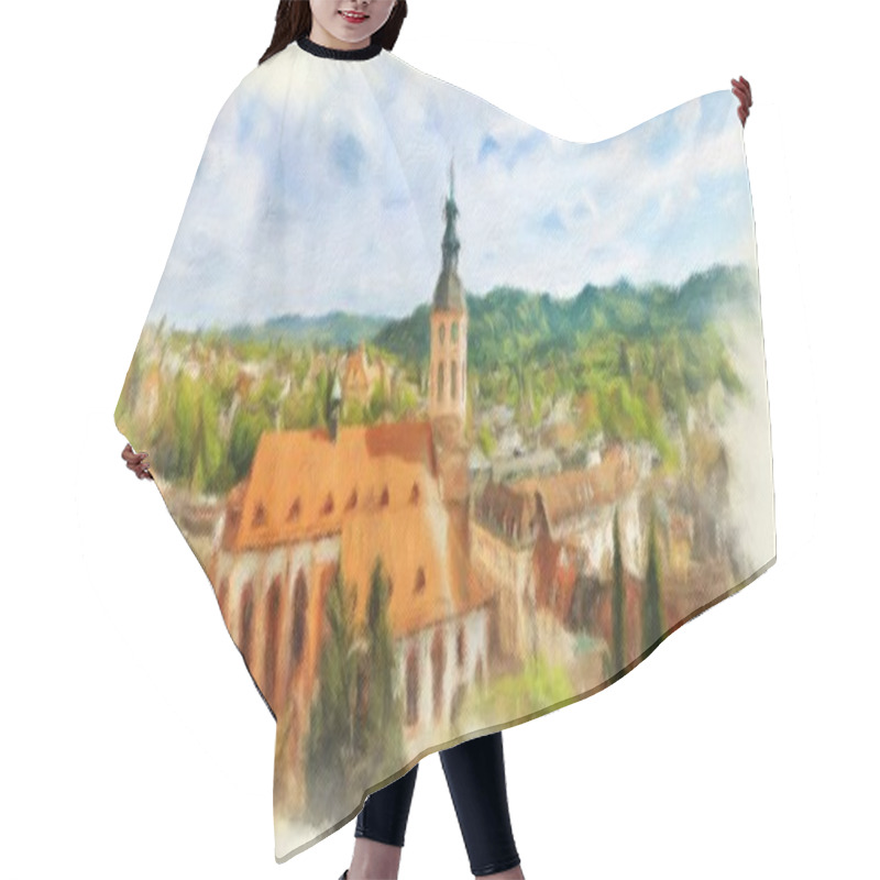 Personality  Panoramic View Of Baden-Baden. Europe, Germany.  Oil Painting Ef Hair Cutting Cape