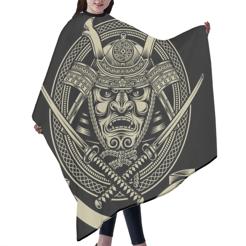 Personality  Samurai Warrior With Katana Sword Hair Cutting Cape