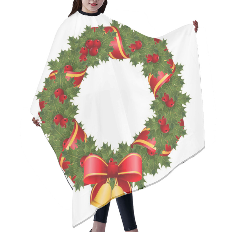 Personality  Christmas Wreath Of Holly, Bells And Ribbons Hair Cutting Cape