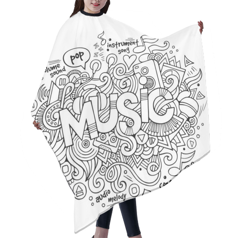 Personality  Music Hand Lettering And Doodles Elements Hair Cutting Cape