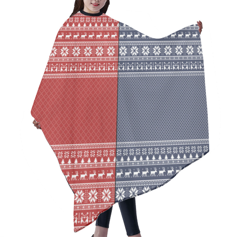 Personality  Nordic Traditional Knitted Ornamental Pattern Hair Cutting Cape