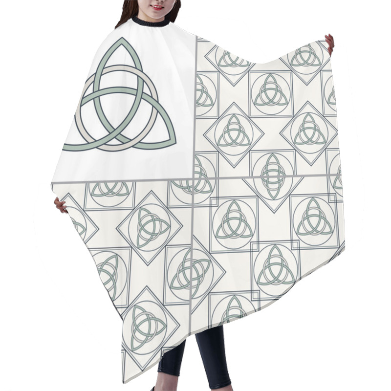 Personality  Celtic Knot Seamless Pattern Hair Cutting Cape