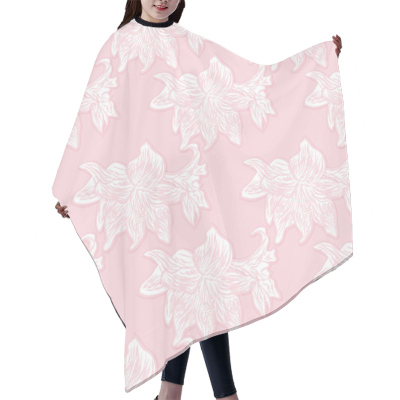 Personality  Seamless Floral Pattern Of Pale Pink Lilies On A Pink Background. Vector Eps 10. Hair Cutting Cape