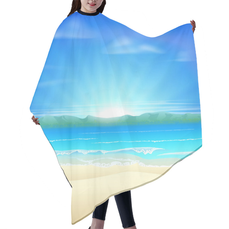 Personality  Summer Sand Beach Background Hair Cutting Cape