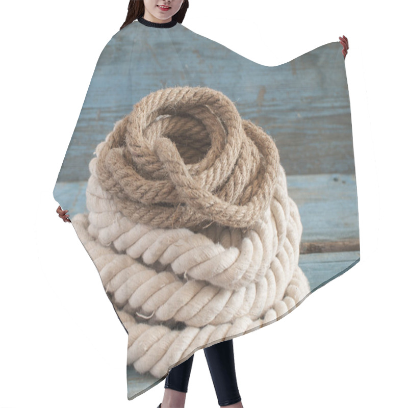 Personality  Ship Rope On Wooden Background Hair Cutting Cape