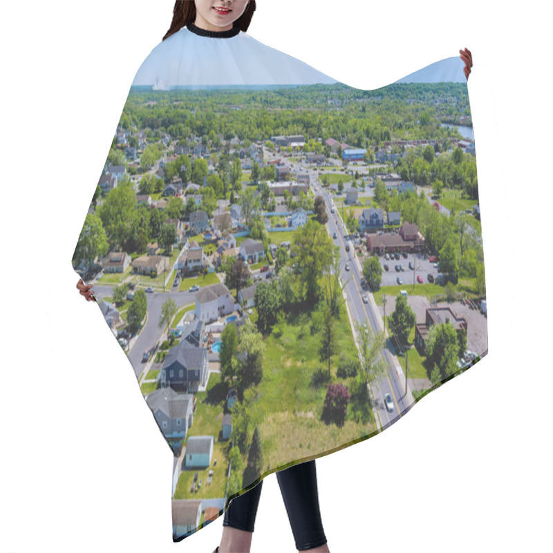 Personality  Panoramic View Of View At Height Roofs Small Town Of House Of Residential Quarters Sayreville Town NJ USA Hair Cutting Cape