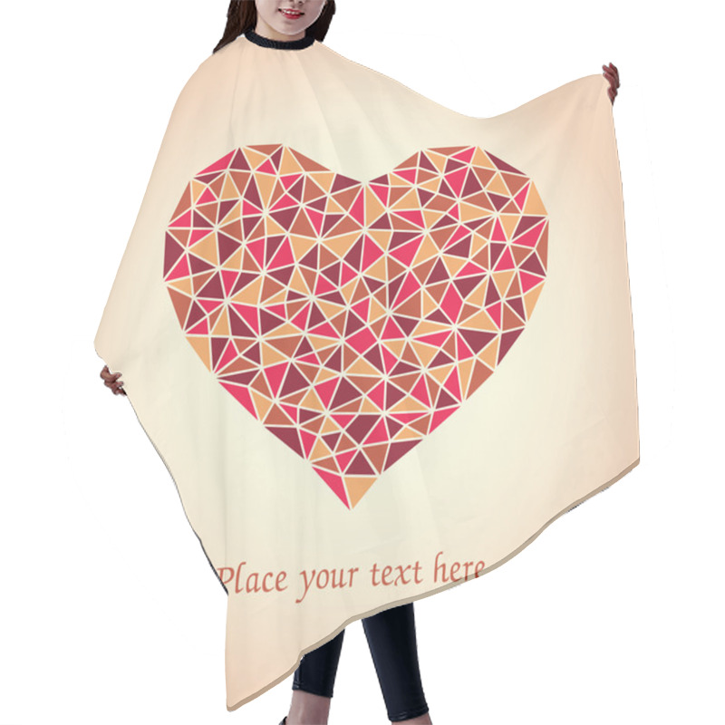 Personality  Romantic Card With Mosaic Heart And Place For Your Text. Hair Cutting Cape