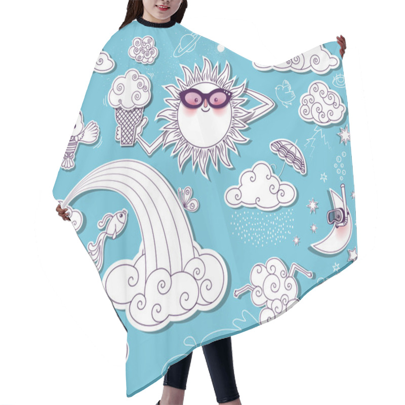 Personality  Summer Sky Doodles Hair Cutting Cape