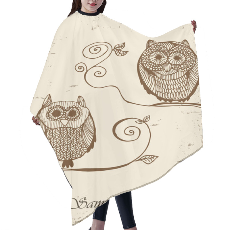 Personality  Owls  Hand Drawn Hair Cutting Cape