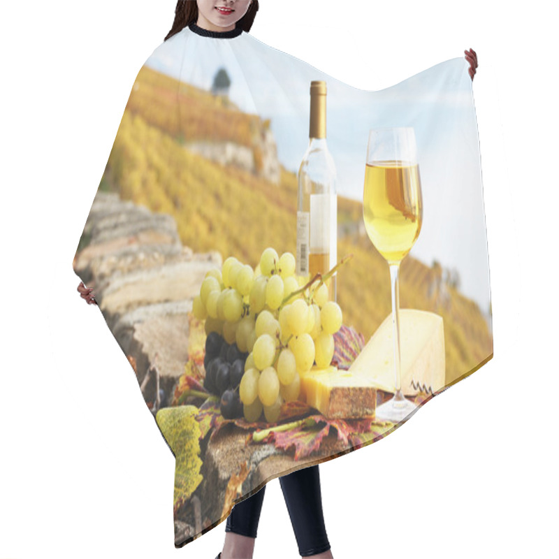 Personality  White Wine, Cheese And Grapes On The Terrace Of Vineyard In Lava Hair Cutting Cape