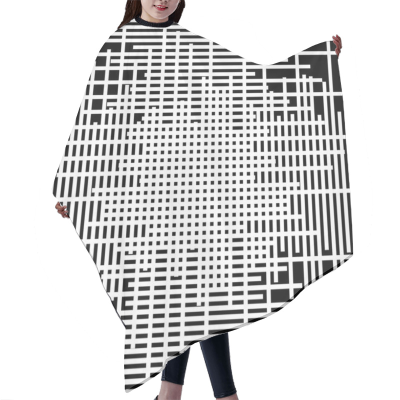 Personality  Asymmetric Grid Mesh Pattern  Hair Cutting Cape