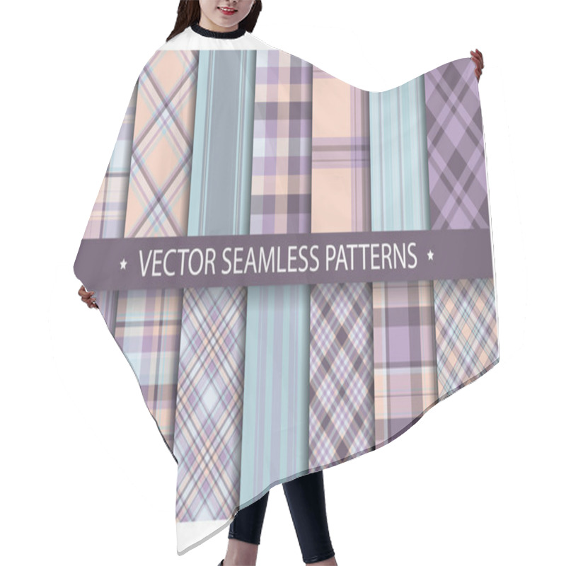 Personality  Set Plaid Pattern Seamless. Tartan Patterns Fabric Texture. Chec Hair Cutting Cape