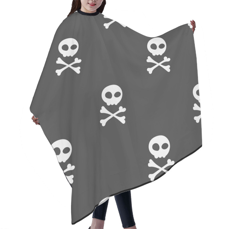 Personality  Simple Seamless Pattern With Skull And Bones. Pirate Sign Hair Cutting Cape