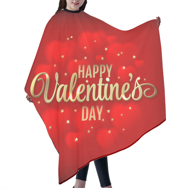 Personality  Happy Valentines Day Hearts Vector Illustration On Red Background Hair Cutting Cape