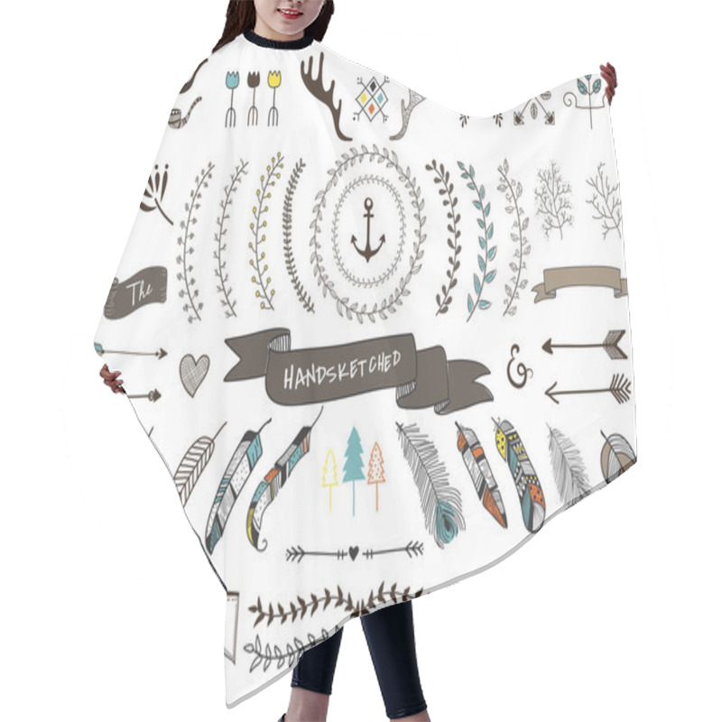 Personality  Hand Sketched Label Ornaments Hair Cutting Cape