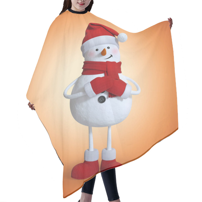 Personality  Snowman Making A Wish, 3d Character Illustration, Christmas Holiday Clip Art, Funny Toy Hair Cutting Cape