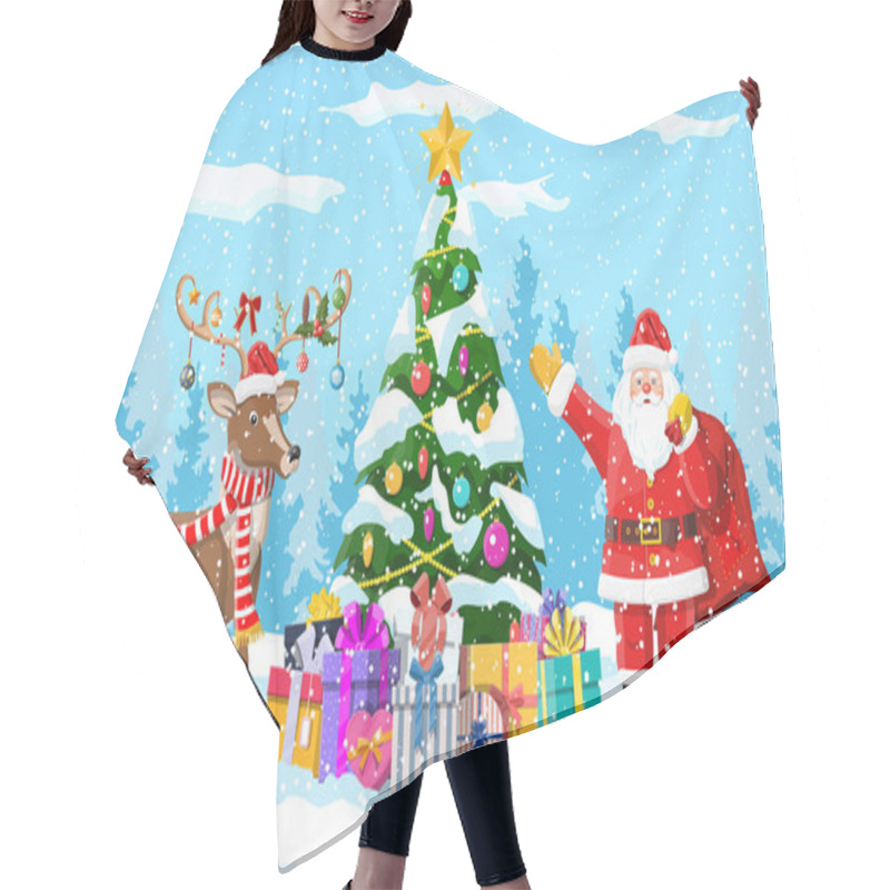 Personality  Christmas Santa Claus Reindeer Hair Cutting Cape