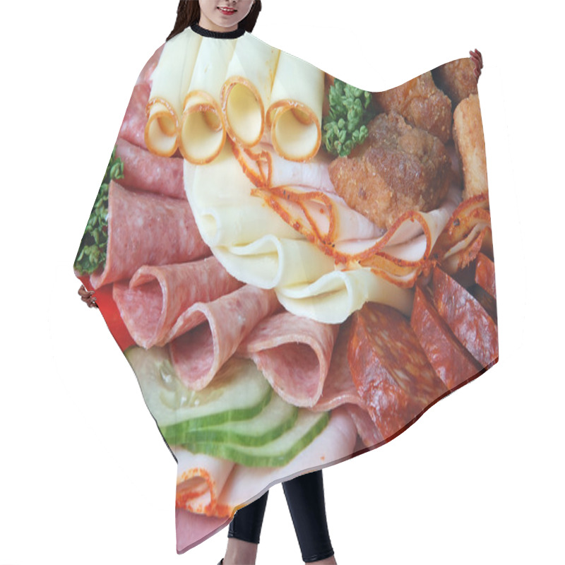 Personality  Salami And Cheese Rolls With Vegetables Hair Cutting Cape