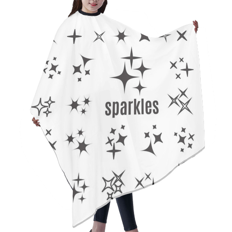 Personality  Sparkles Icon Set. Star Element. Sparkle Lights Vector Hair Cutting Cape