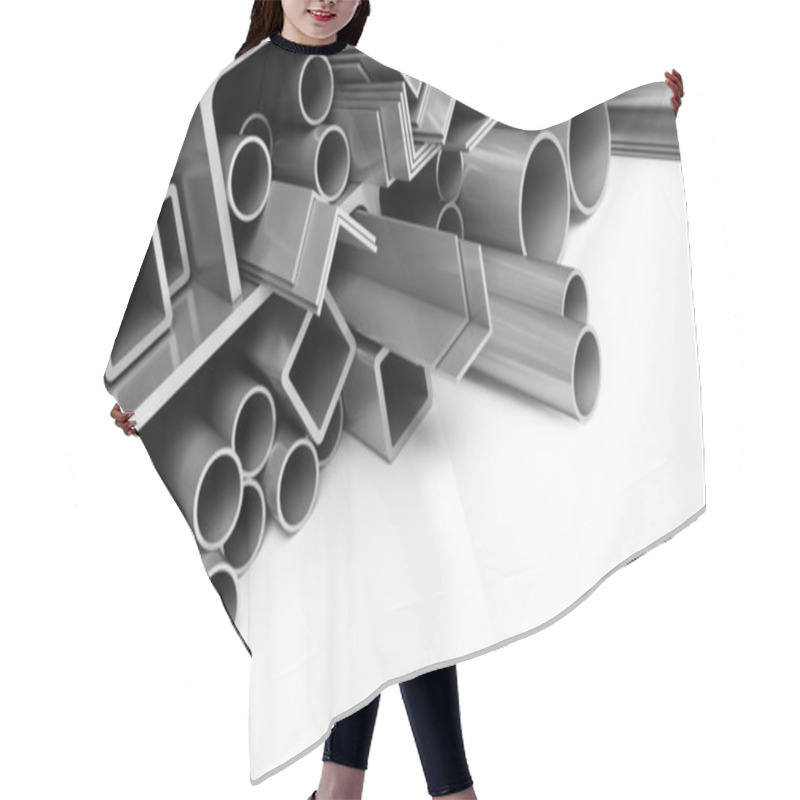 Personality  Metal Pipes On White Background Hair Cutting Cape