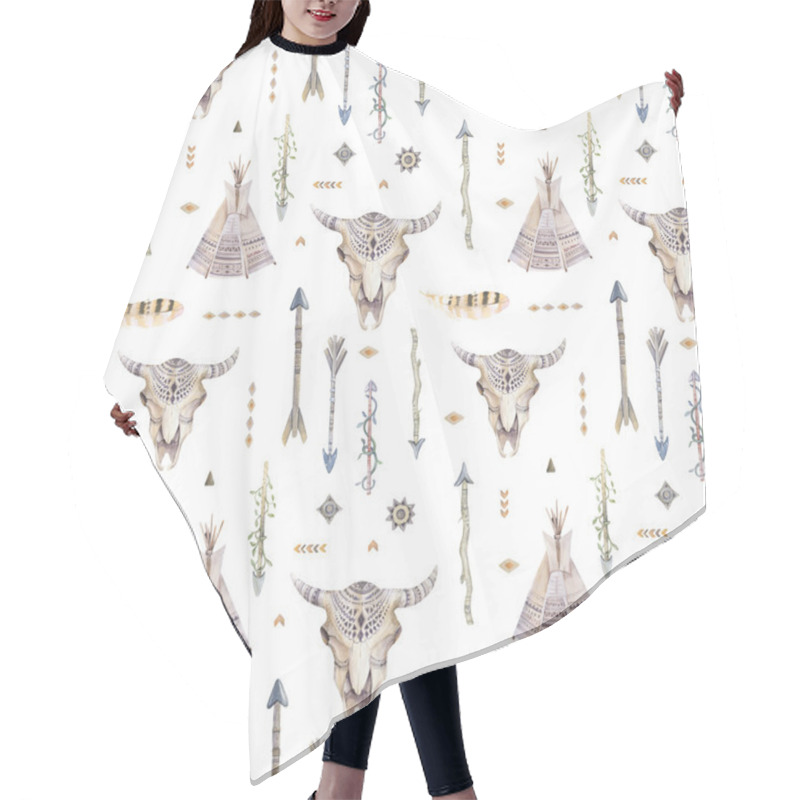 Personality   Seamless Pattern With Teepees Hair Cutting Cape