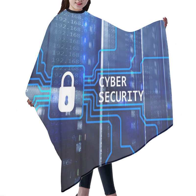 Personality  Cyber Security, Information Privacy And Data Protection Concept On Server Room Background. Hair Cutting Cape