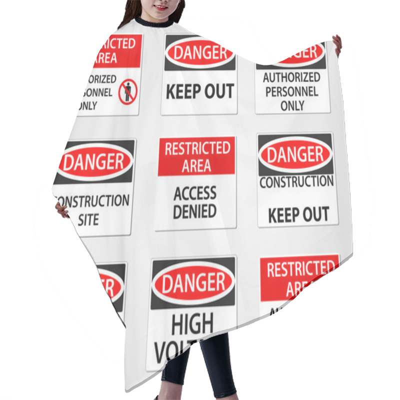 Personality  Danger And Restricted Area Workplace Signs Set Hair Cutting Cape