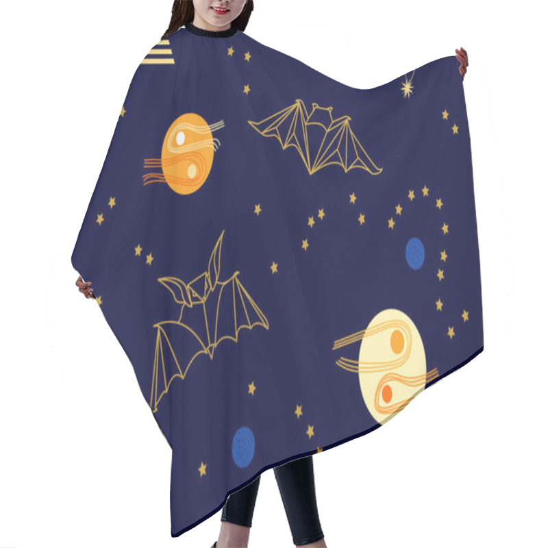 Personality  Fantasy Background With Bats Flying In The Dark Sky. Hair Cutting Cape