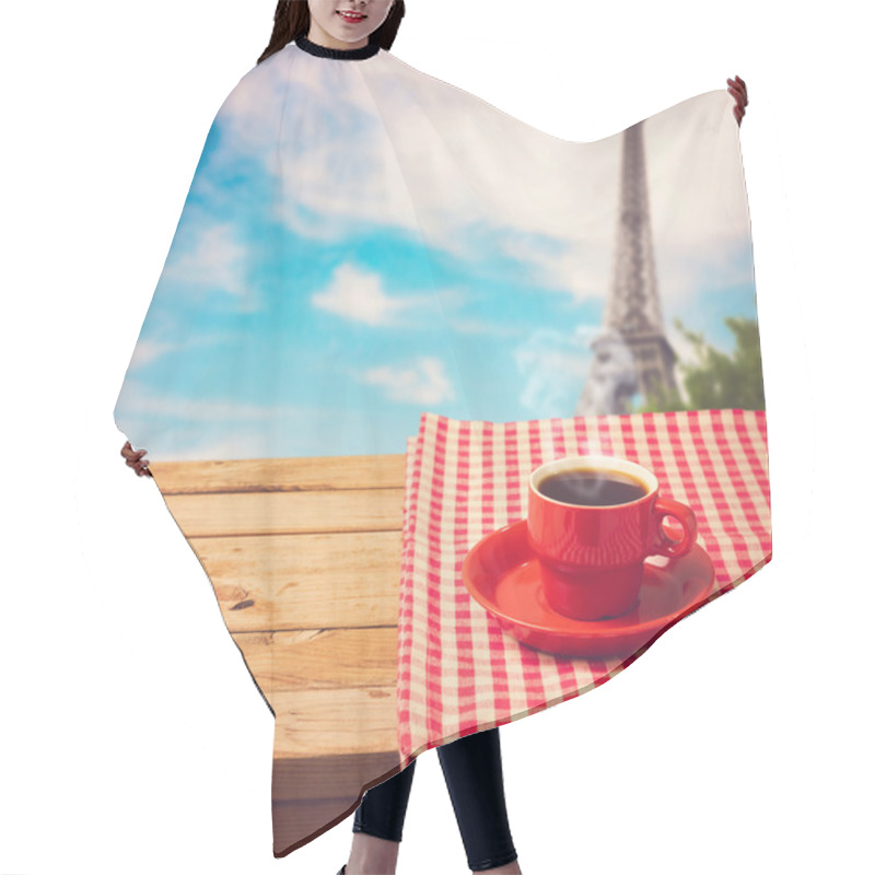 Personality  Coffee Cup With Checked Tablecloth Hair Cutting Cape