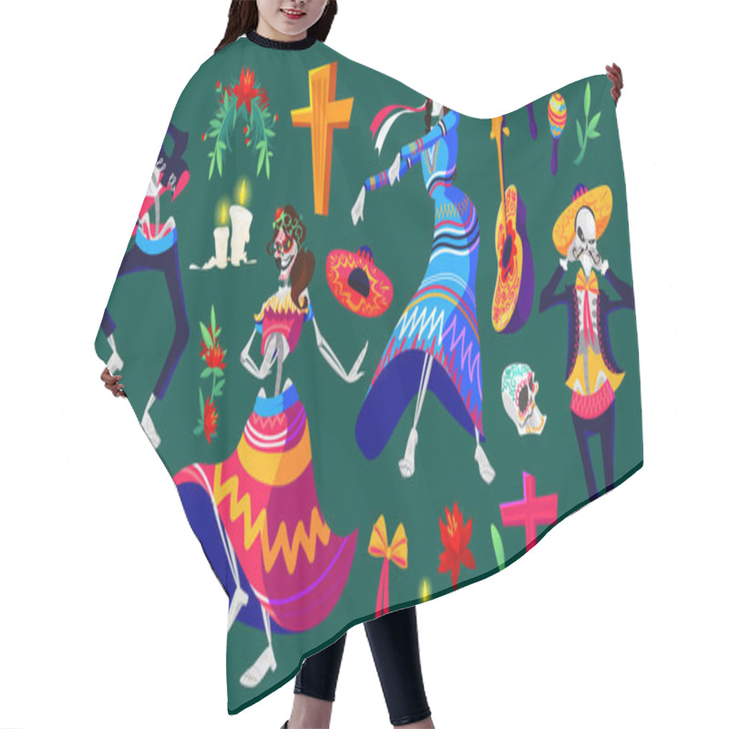 Personality  Mexican Day Of The Dead, Dia De Los Muertos Set Hair Cutting Cape