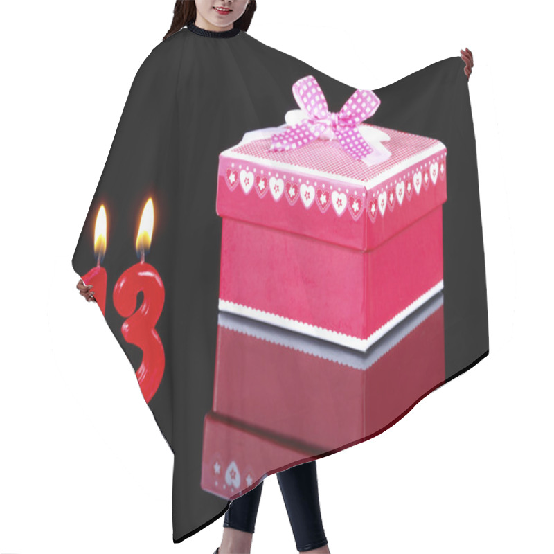 Personality  Birthday-anniversary Gift With Red Candles Showing Nr. 13 Hair Cutting Cape