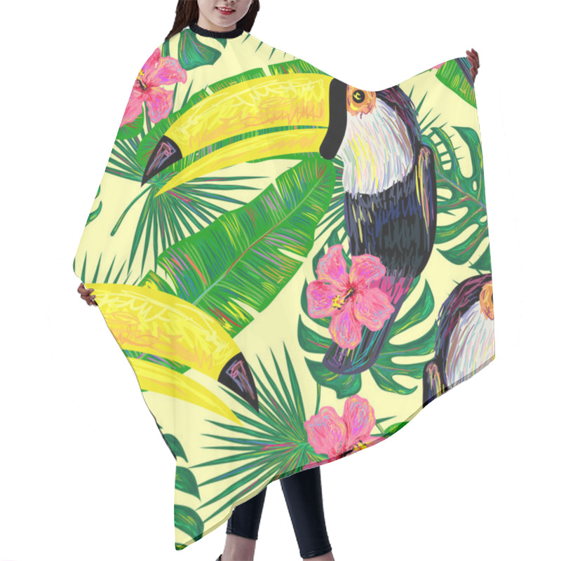 Personality  Jungle Pattern With Toucan Exotic Birds Hair Cutting Cape